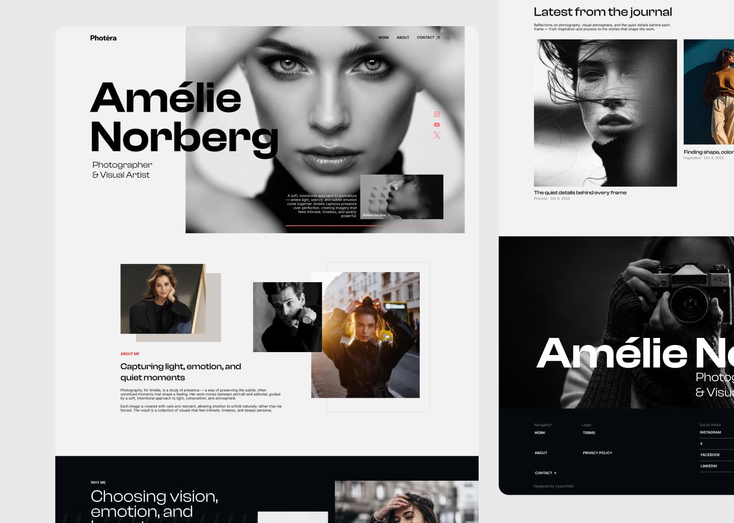 Photera personal portfolio UI design preview